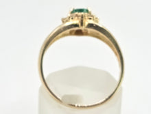 Load image into Gallery viewer, 2644- Vintage 14ct Gold Emerald 10 Diamonds Dress Ring