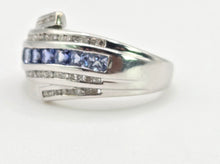 Load image into Gallery viewer, 2646: 14ct White Gold Cornflower Blue Sapphire 32 Diamonds Dress Ring