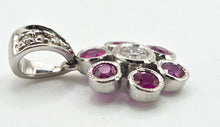 Load image into Gallery viewer, 2647 Vintage: 18ct Gold Rubies Diamond Flower Head Pendant