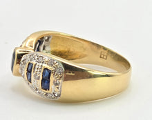 Load image into Gallery viewer, 2649: Vintage 18ct Gold Cornflower Blue Sapphires 24 Diamonds Art Deco Style Ring