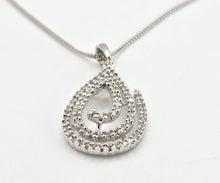 Load image into Gallery viewer, 2650: Vintage 9ct White Gold Necklace (44cm) Multi-Diamonds Pendant