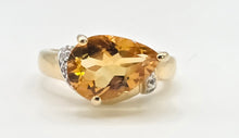 Load image into Gallery viewer, 2729: Vintage Pear Cut Yellow Citrine Glacier Topaz Cocktail Ring