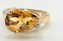 Load image into Gallery viewer, 2729: Vintage Pear Cut Yellow Citrine Glacier Topaz Cocktail Ring