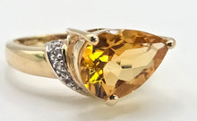 Load image into Gallery viewer, 2729: Vintage Pear Cut Yellow Citrine Glacier Topaz Cocktail Ring