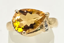 Load image into Gallery viewer, 2729: Vintage Pear Cut Yellow Citrine Glacier Topaz Cocktail Ring