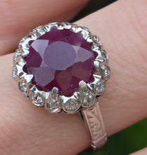 Load image into Gallery viewer, 2711 Vintage Platinum Large Ruby & Diamonds Cocktail Ring- Lush!