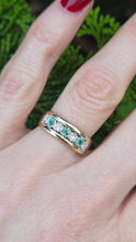 Load image into Gallery viewer, 2769: Vintage 9ct Gold Emeralds Natural Diamonds Ring