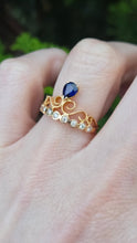 Load image into Gallery viewer, 1446: Vintage: Rare 18ct Rose Gold Sapphire Diamonds Tiara Ring