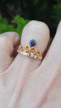 Load image into Gallery viewer, 1446: Vintage: Rare 18ct Rose Gold Sapphire Diamonds Tiara Ring