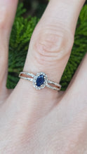 Load image into Gallery viewer, 2745: Vintage 9ct Gold Blue Sapphire Diamonds Openwork Ring