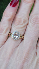 Load image into Gallery viewer, 2720: Vintage 9ct Gold Pink Morganite 22 Natural Sparkling Diamonds Dress Ring