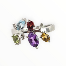Load image into Gallery viewer, 2655: Vintage 9ct white Gold Abstract Multi-Gem Dress Ring