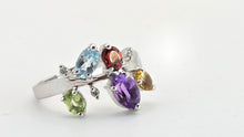 Load image into Gallery viewer, 2655: Vintage 9ct white Gold Abstract Multi-Gem Dress Ring