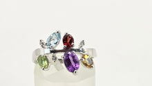 Load image into Gallery viewer, 2655: Vintage 9ct white Gold Abstract Multi-Gem Dress Ring