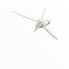 Load image into Gallery viewer, 2656: Vintage 9ct White Gold Necklace (40cm) & Diamonds Cross Pendant