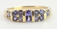 Load image into Gallery viewer, 2766: Vintage 9ct Gold Violet Blue Tanzanites Stacker/Half Eternity Ring
