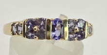 Load image into Gallery viewer, 2766: Vintage 9ct Gold Violet Blue Tanzanites Stacker/Half Eternity Ring