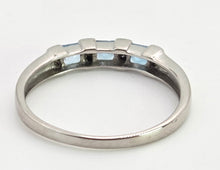 Load image into Gallery viewer, 2768: Vintage 9ct White Gold Swiss Blue Topaz 8 Natural Diamonds Half-Eternity/Stacker Ring