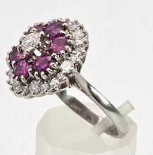 Load image into Gallery viewer, 2941: Vintage 18ct White Gold Rubies(2.58ct) Diamonds (1ct) Cocktail Cluster Ring- From 1981