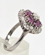 Load image into Gallery viewer, 2941: Vintage 18ct White Gold Rubies(2.58ct) Diamonds (1ct) Cocktail Cluster Ring- From 1981