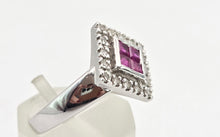 Load image into Gallery viewer, 2947: Vintage 18ct White Gold Art Deco Style Rubies & Diamonds Ring
