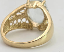 Load image into Gallery viewer, 2948: Vintage 14ct Gold Large Pale Blue Aquamarine (3.67ct) Openwork Cocktail Ring