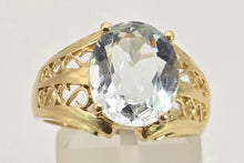 Load image into Gallery viewer, 2948: Vintage 14ct Gold Large Pale Blue Aquamarine (3.67ct) Openwork Cocktail Ring