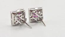 Load image into Gallery viewer, 2953: Vintage 18ct White Gold Art Deco Style Rubies Diamonds (0.5ct) Stud Earrings