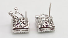 Load image into Gallery viewer, 2953: Vintage 18ct White Gold Art Deco Style Rubies Diamonds (0.5ct) Stud Earrings