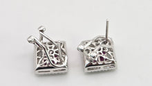 Load image into Gallery viewer, 2953: Vintage 18ct White Gold Art Deco Style Rubies Diamonds (0.5ct) Stud Earrings