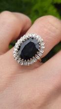 Load image into Gallery viewer, 2802: Vintage 9ct Gold Australian Blue Sapphire 24 Diamonds Diana Cluster Ring