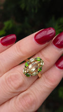 Load image into Gallery viewer, 2831 Vintage 9cxt Gold Citrines Diopsides Cluster Ring