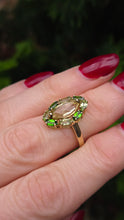 Load image into Gallery viewer, 2831 Vintage 9cxt Gold Citrines Diopsides Cluster Ring
