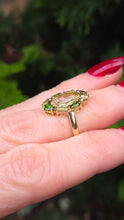 Load image into Gallery viewer, 2831 Vintage 9cxt Gold Citrines Diopsides Cluster Ring