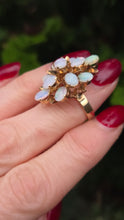 Load image into Gallery viewer, 2829 Vintage 18ct Gold White Opals Domed Cluster Statement Ring