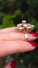 Load image into Gallery viewer, 2829 Vintage 18ct Gold White Opals Domed Cluster Statement Ring