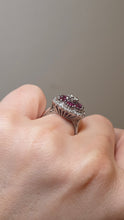 Load image into Gallery viewer, 2941: Vintage 18ct White Gold Rubies(2.58ct) Diamonds (1ct) Cocktail Cluster Ring- From 1981