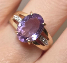 Load image into Gallery viewer, 2633 Vintage: 9ct Gold Lilac Amethyst Glacier Topaz Openwork Cocktail Ring