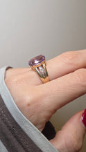 Load image into Gallery viewer, 2633 Vintage: 9ct Gold Lilac Amethyst Glacier Topaz Openwork Cocktail Ring