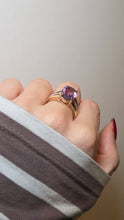 Load image into Gallery viewer, 2633 Vintage: 9ct Gold Lilac Amethyst Glacier Topaz Openwork Cocktail Ring