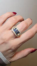 Load image into Gallery viewer, 2918: Vintage: 18ct Gold Blue Sapphires Diamonds Statement Ring- incredible piece