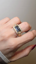 Load image into Gallery viewer, 2918: Vintage: 18ct Gold Blue Sapphires Diamonds Statement Ring- incredible piece