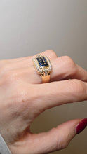 Load image into Gallery viewer, 2918: Vintage: 18ct Gold Blue Sapphires Diamonds Statement Ring- incredible piece