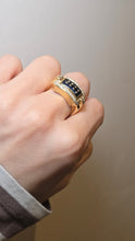 Load image into Gallery viewer, 2918: Vintage: 18ct Gold Blue Sapphires Diamonds Statement Ring- incredible piece