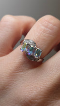 Load image into Gallery viewer, 2919: Vintage: 9ct White Gold Mercury Topaz Trilogy Diamonds Ring- wonderful colours