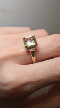 Load image into Gallery viewer, 2933: Vintage 9ct Gold Mint Green Citrine 10 Diamonds Dress Ring