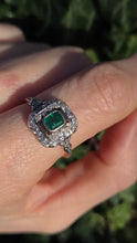 Load image into Gallery viewer, 2916: Vintage: Art Deco 18ct Gold Platinum Emerald 34 Natural Diamonds Panel Ring