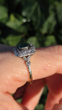 Load image into Gallery viewer, 2916: Vintage: Art Deco 18ct Gold Platinum Emerald 34 Natural Diamonds Panel Ring