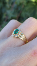 Load image into Gallery viewer, 2644- Vintage 14ct Gold Emerald 10 Diamonds Dress Ring