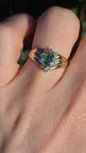 Load image into Gallery viewer, 2644- Vintage 14ct Gold Emerald 10 Diamonds Dress Ring
